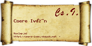 Csere Iván névjegykártya
